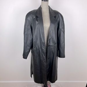 Vintage Leather Trench Coat Size L